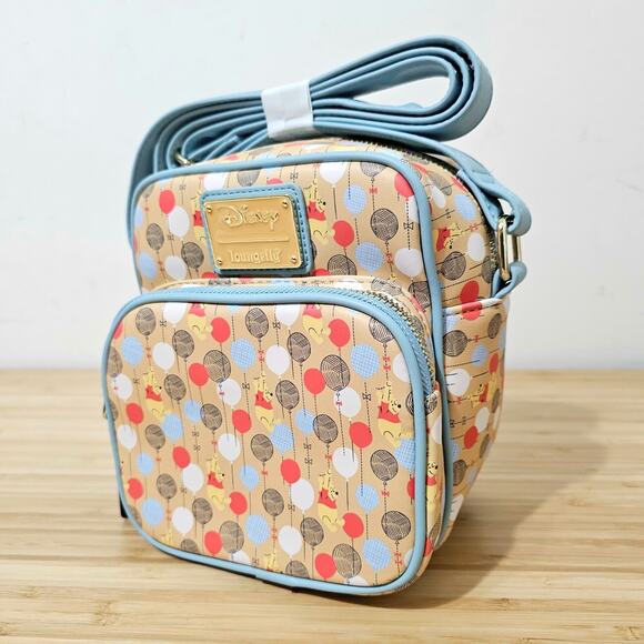 Loungefly Disney Winnie the Pooh Balloons All  Over Print Crossbody Bag Purse - Picture 3 of 4
